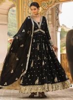 Chiffon Black Wedding Wear Embroidery Work Readymade Anarkali Suit